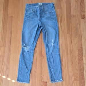 J Crew 9" High Rise Toothpick Ripped Jeans